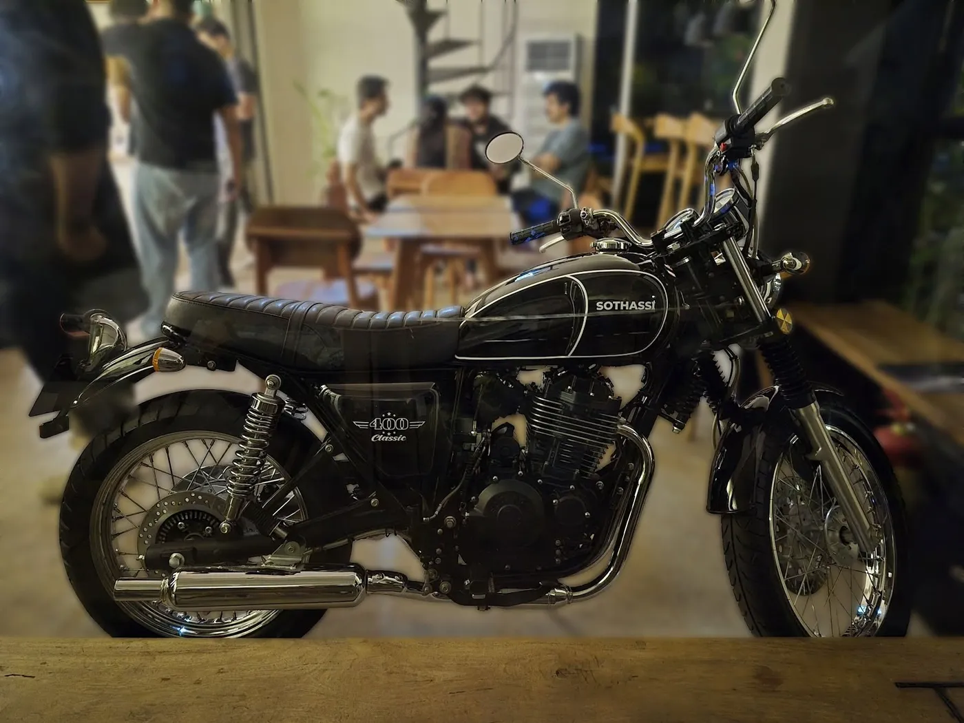 A black Classic 400 inside the Sothassi workshop